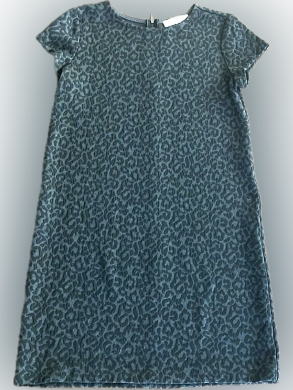 LOFT Leopard Print Gray & Black Dress with back zipper - size Small